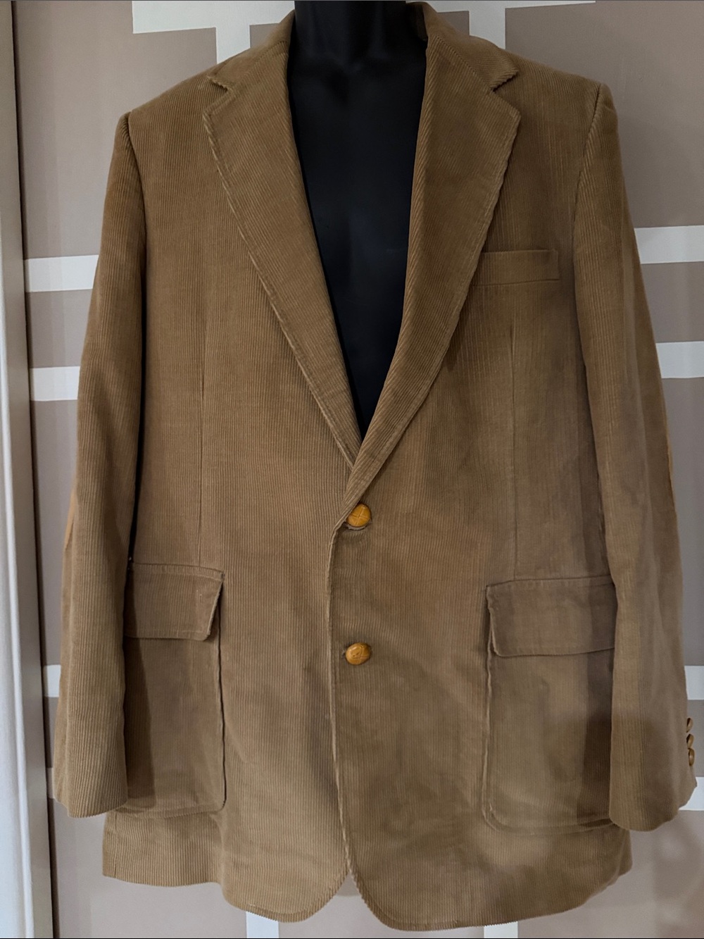 Vintage MINT CONDITION Haggar Tan Corduroy Bkaxer w/Retro Elbow Patches, Sz 42L